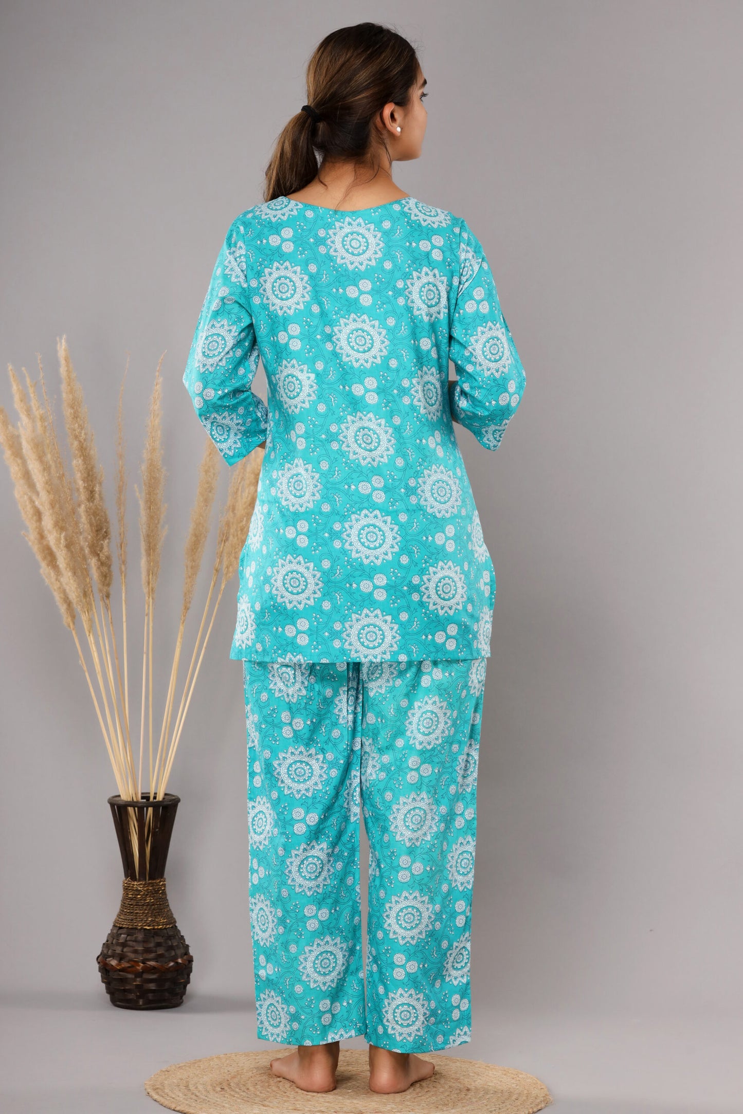 Blue Pure Cotton Printed Night Suit