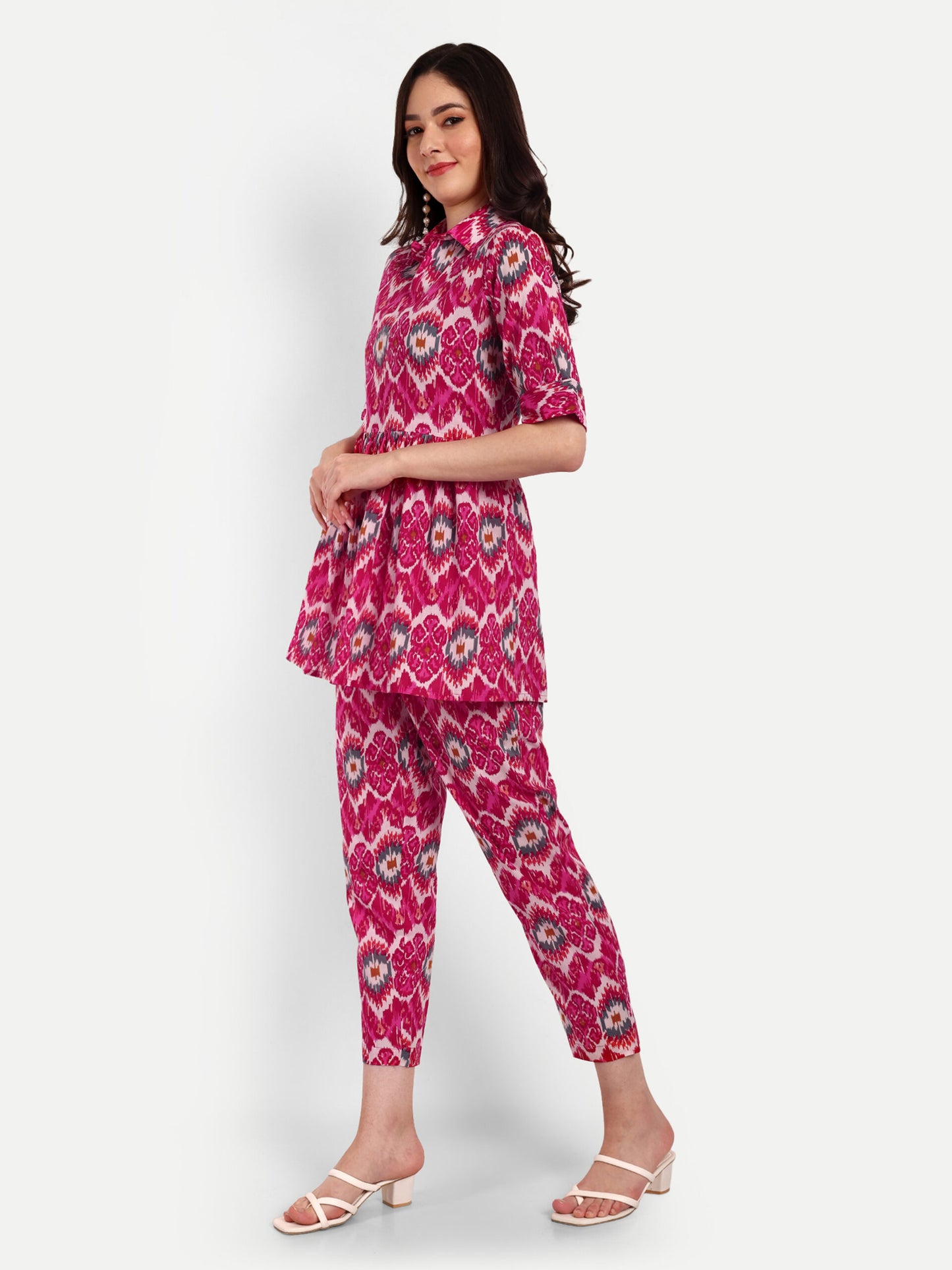 Pink Peplum Top Pure Cotton Coord Set