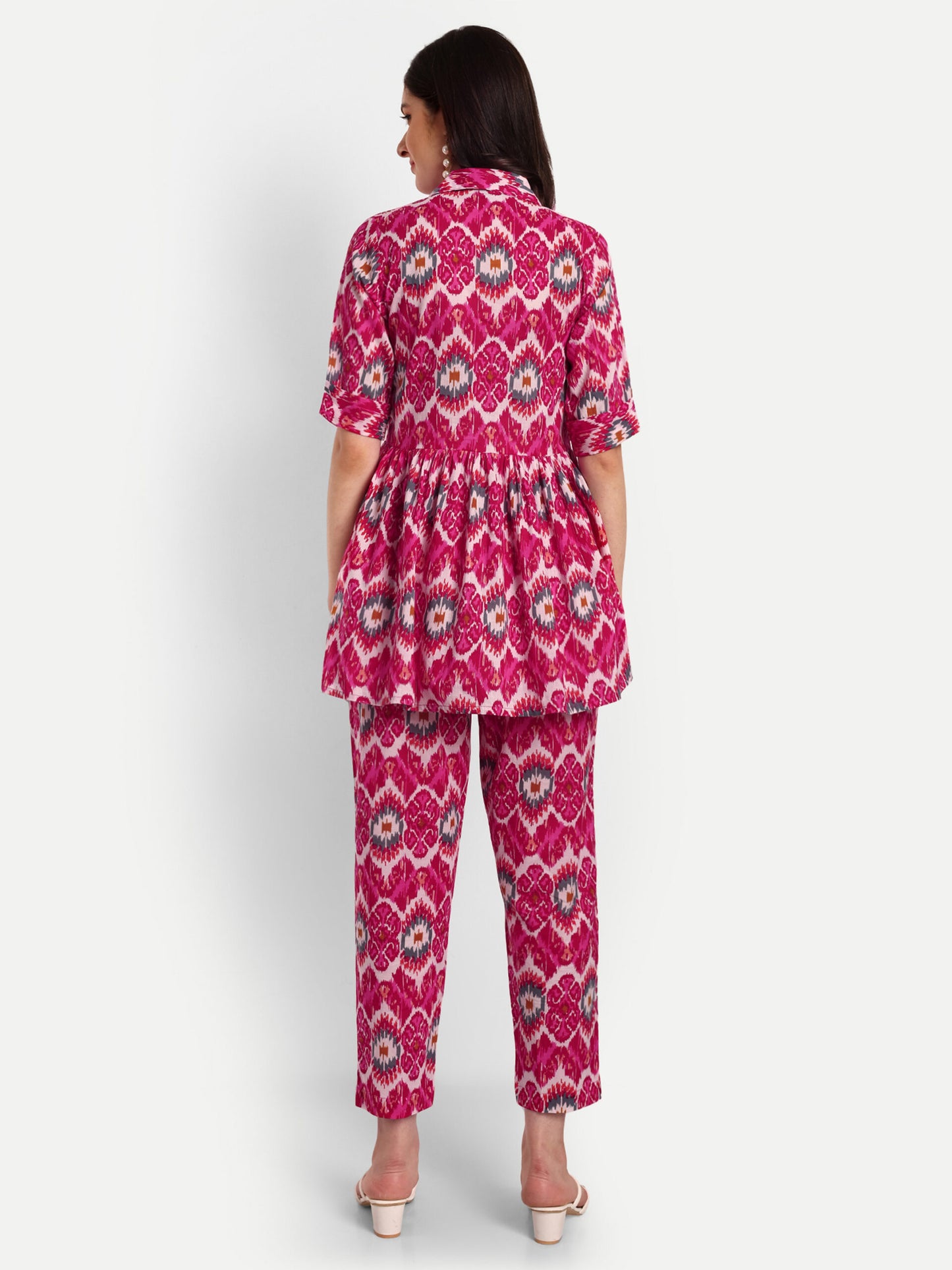 Pink Peplum Top Pure Cotton Coord Set