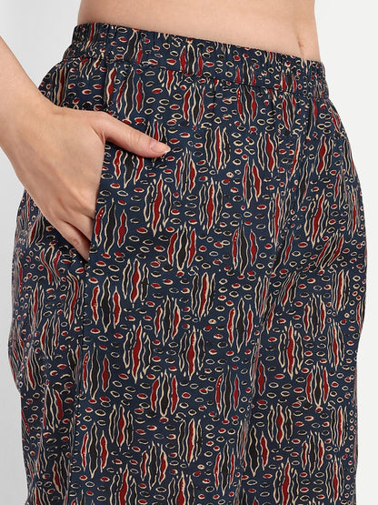 Dark Blue Shirt Style Pure Cotton Coord Set