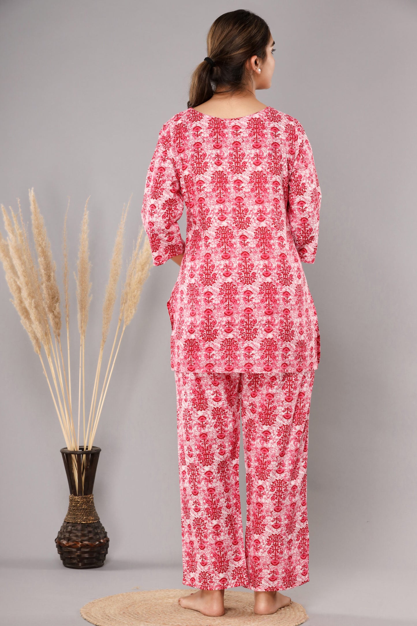 Pink Pure Cotton Printed Night Suit