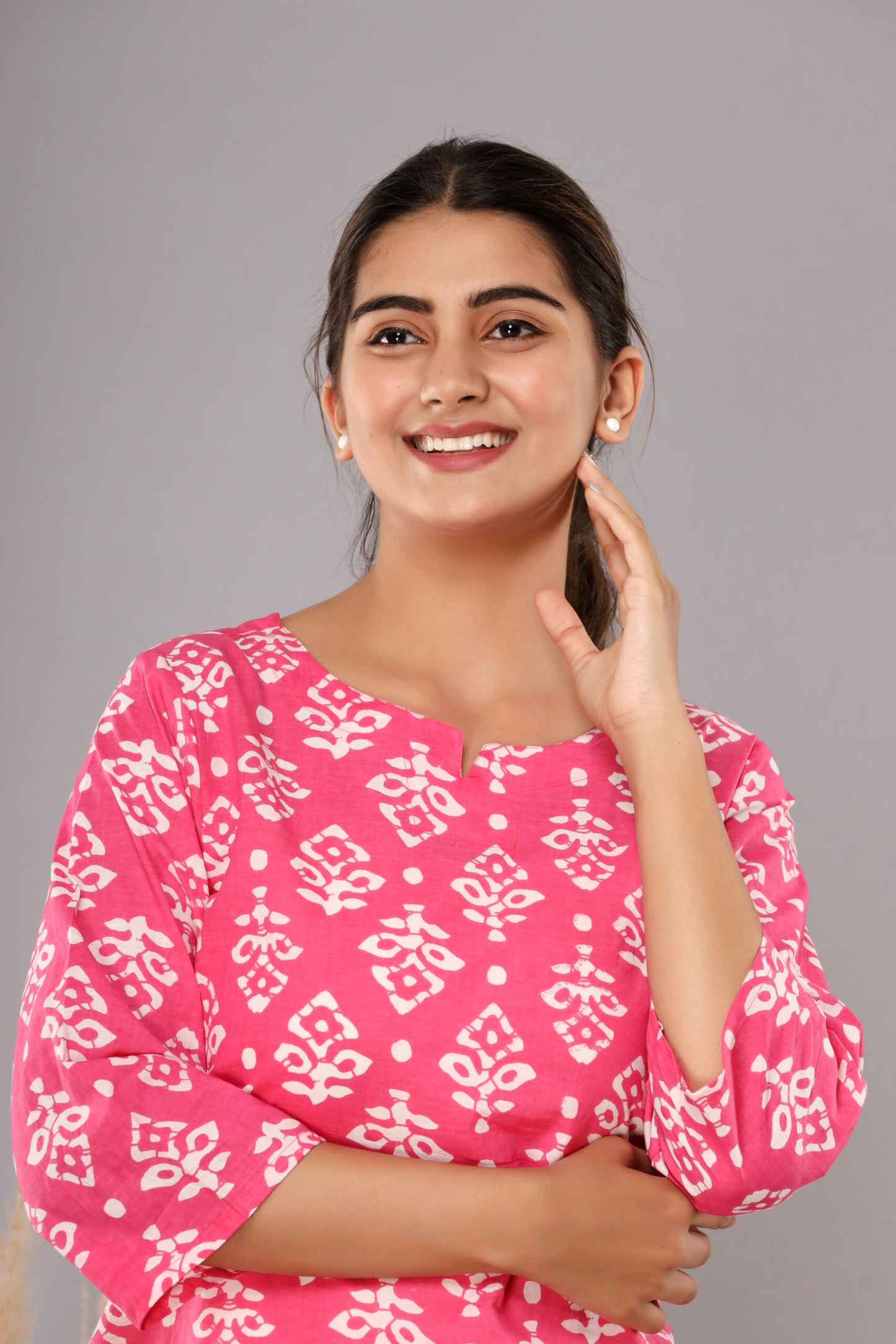 Pink Buta Pure Cotton Printed Night Suit