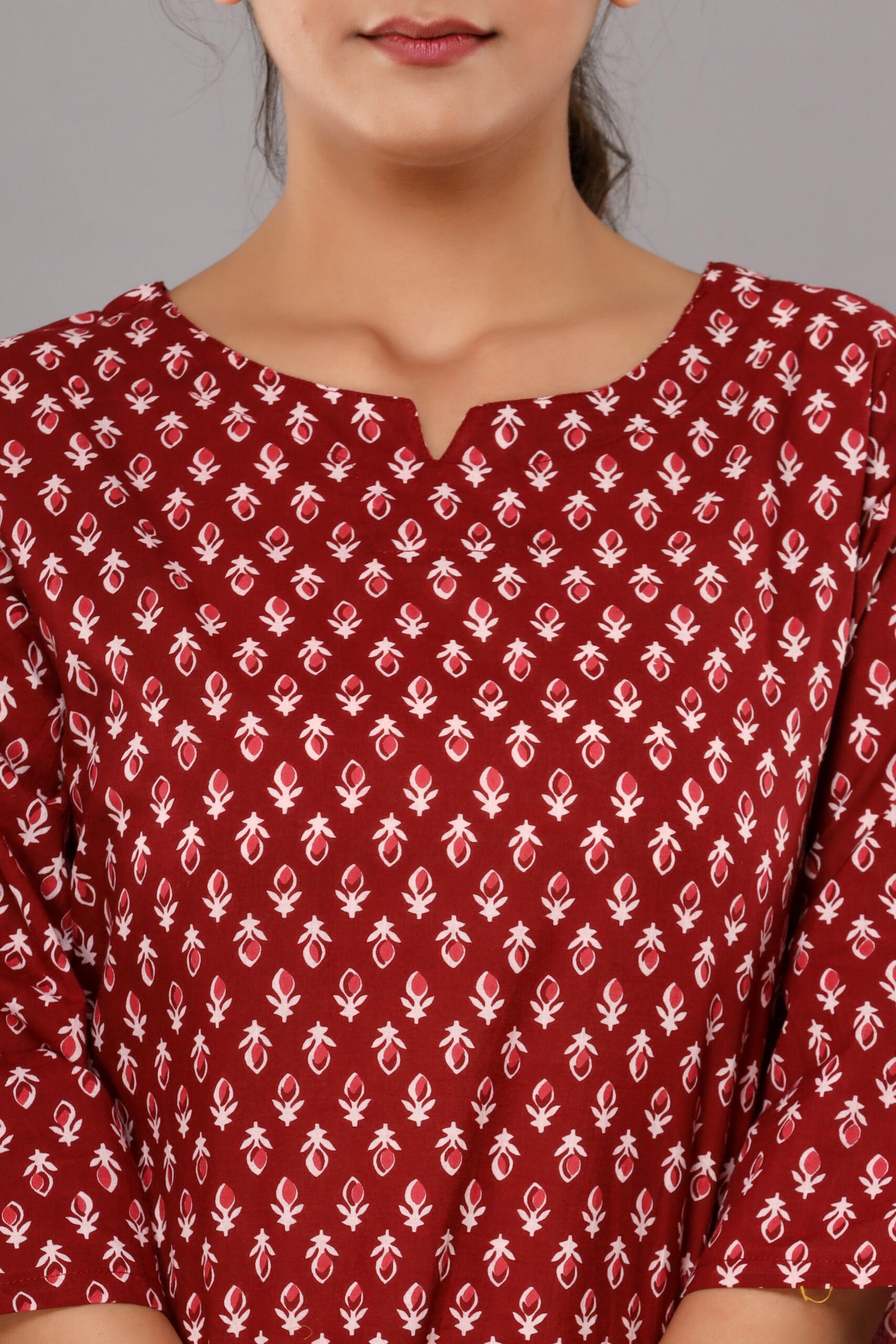 Red Buta Pure Cotton Printed Night Suit