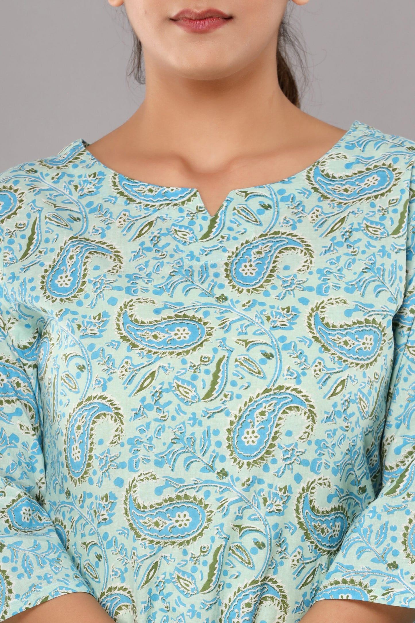 Sky Blue Pure Cotton Printed Night Suit