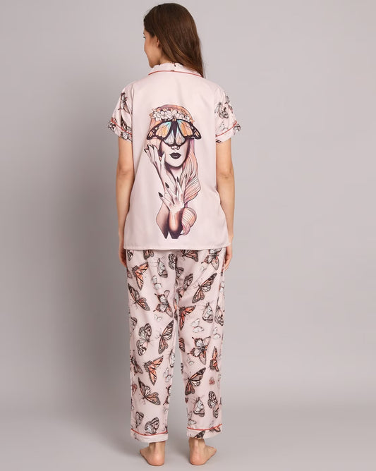 Butterfly Girl Back Printed PJ Set